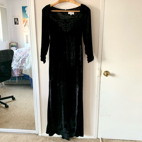 Vintage Badgley Mischka 90s black beaded evening gown - Picture 2 of 16